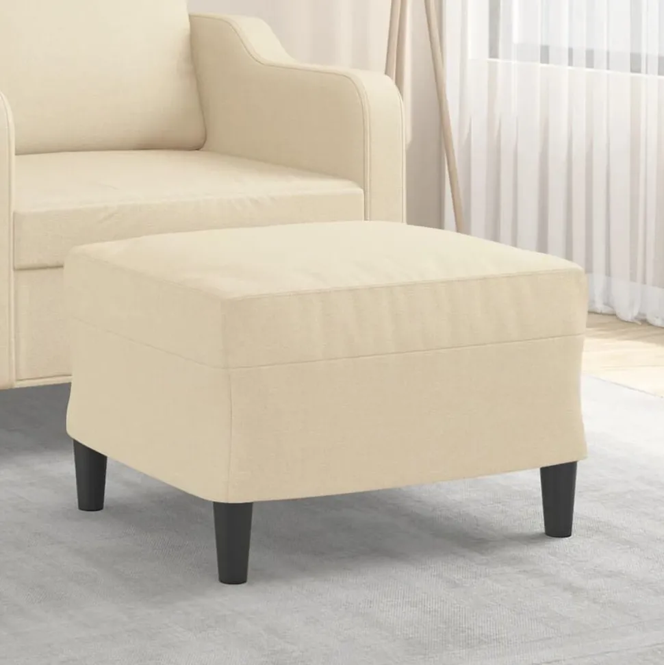 vidaXL Fotpall gräddvit 60x50x41 cm tyg