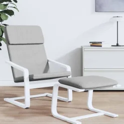 Discount vidaXL Fotpall ljusgrå 51x41x40 cm tyg Ljusgrå och vit