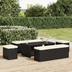 New vidaXL Fotpall med kudde 2 st 40x30x40 cm konstrotting Svart
