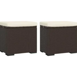 vidaXL Fotpall med kudde 2 st brun 40x30x40 cm konstrotting