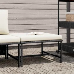 Discount vidaXL Fotpall till modulsoffa med dyna konstrotting Svart