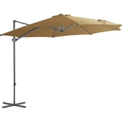 Discount vidaXL Frihängande trädgårdsparasoll med stålstång 300 cm Taupe