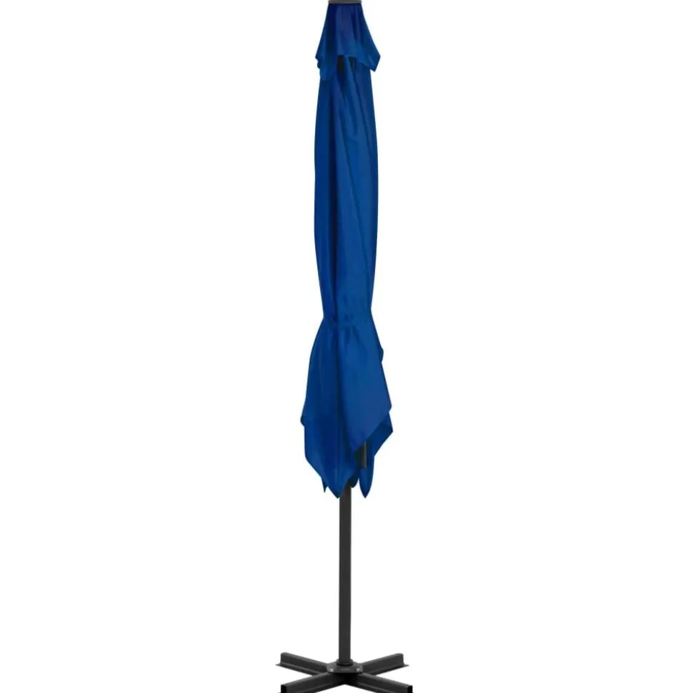 vidaXL Frihängande trädgårdsparasoll aluminiumstång azurblå 250x250 cm