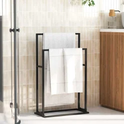 vidaXL Fristående handdukshängare svart 48x24x78,5 cm järn