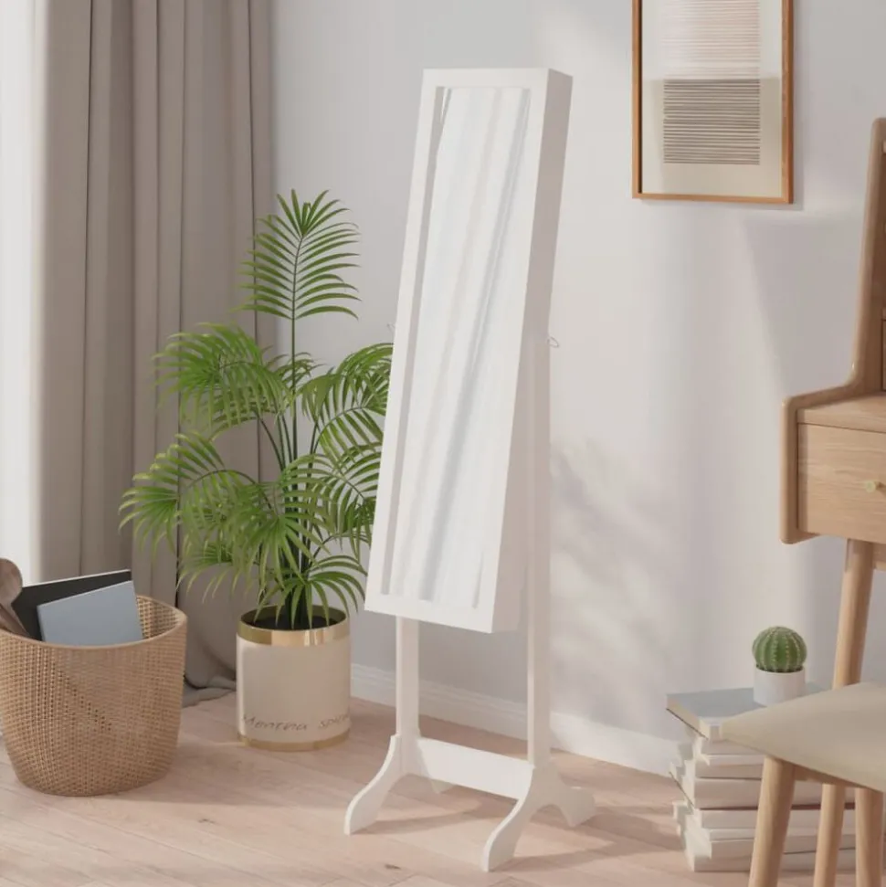 vidaXL Fristående spegel vit 34x37x146 cm