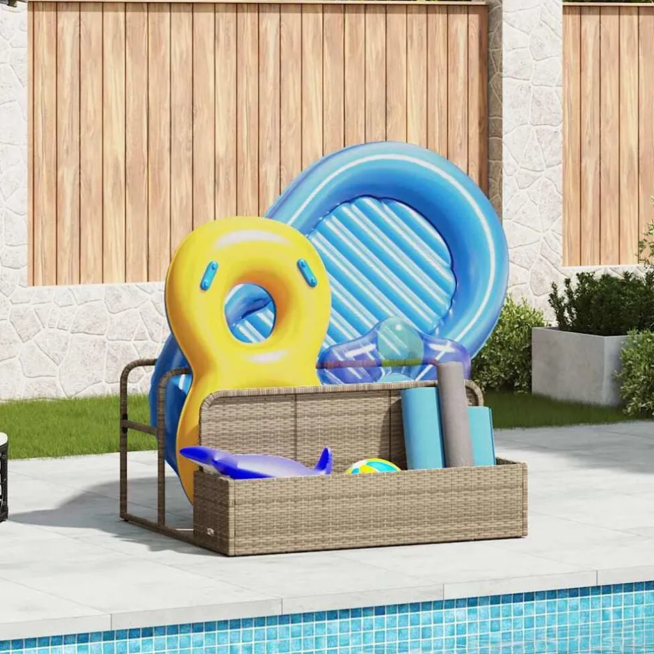Clearance vidaXL Förvaring vid poolen med flottör 110x100x57 cm Beige