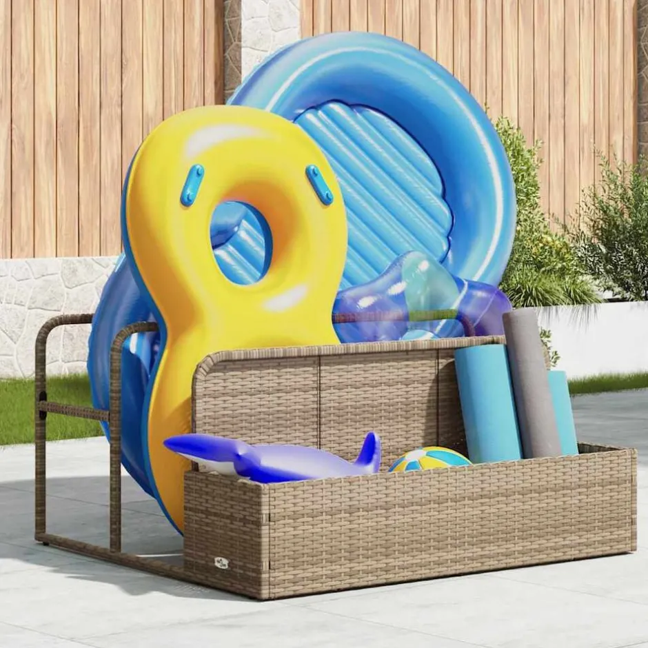 Clearance vidaXL Förvaring vid poolen med flottör 110x100x57 cm Beige