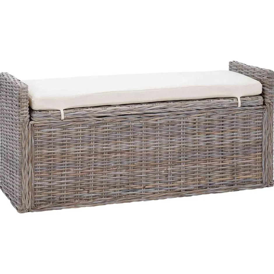 New vidaXL Förvaringsbänk med kudde 110 x 40 x 50 cm Rotting Grå