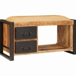 vidaXL Förvaringsbänk med låda Brun 80 x 35 x 40 cm Massivt Mangoträ