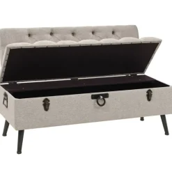 Best vidaXL Förvaringsbänk med ryggstöd 110 cm gräddvit tyg Kräm