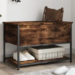 vidaXL Förvaringsbänk rökfärgad ek 70x42,5x47 cm konstruerat trä