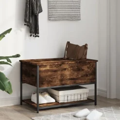 vidaXL Förvaringsbänk rökfärgad ek 70x42,5x47 cm konstruerat trä
