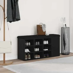vidaXL Förvaringsbänk Svart Ek 102 x 32 x 50 cm Konstruerat trä