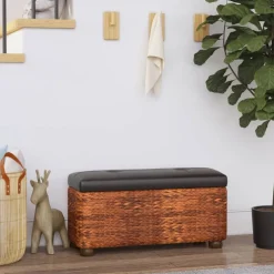 Discount vidaXL Förvaringsbänkar 2 st med dyna 69 cm kaveldun Brun