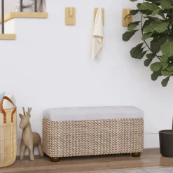 vidaXL Förvaringsbänkar 2 st med grå dyna 69 cm kaveldun