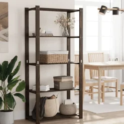 vidaXL Förvaringshylla 5 hyllplan svart 80x38x170 cm massiv furu