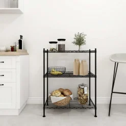vidaXL Förvaringshylla med 3 hyllplan 60x35x76 svart 150 kg