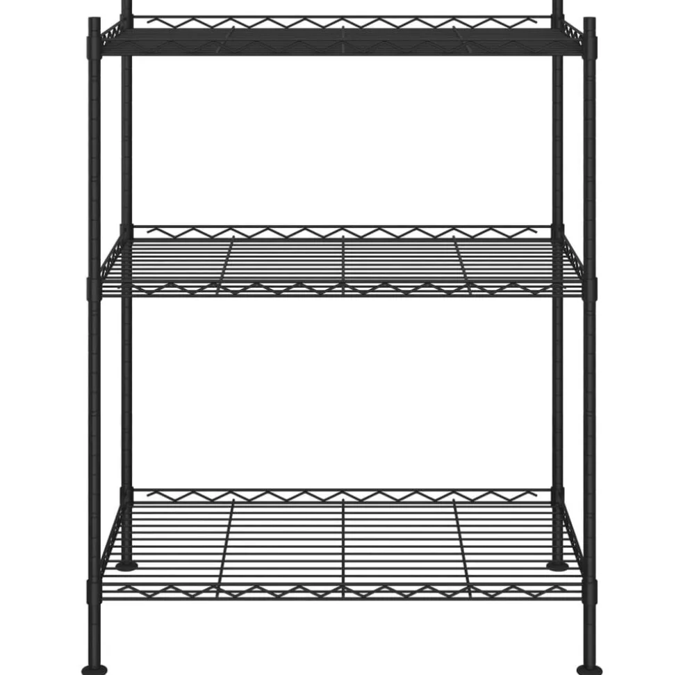 vidaXL Förvaringshylla med 3 hyllplan 60x35x76 svart 150 kg