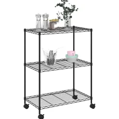 vidaXL Förvaringshylla med hjul 3 hyllplan 60x35x81 150 kg Svart