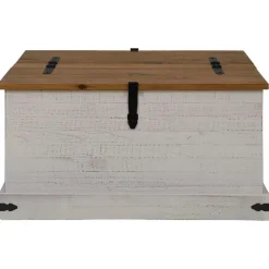 Sale vidaXL Förvaringskista HALDEN 91x91x47 cm massiv trä furu Vit