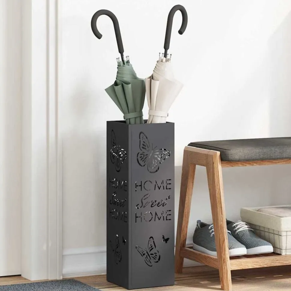 vidaXL Förvaringskrok & Ställ Svart 15,5 x 15,5 x 49 cm Metall