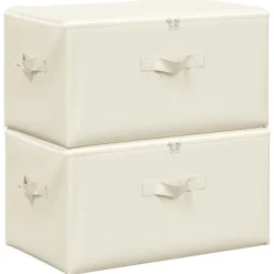 Online vidaXL Förvaringslåda 2 st tyg 43x34x23 cm gräddvit Kräm