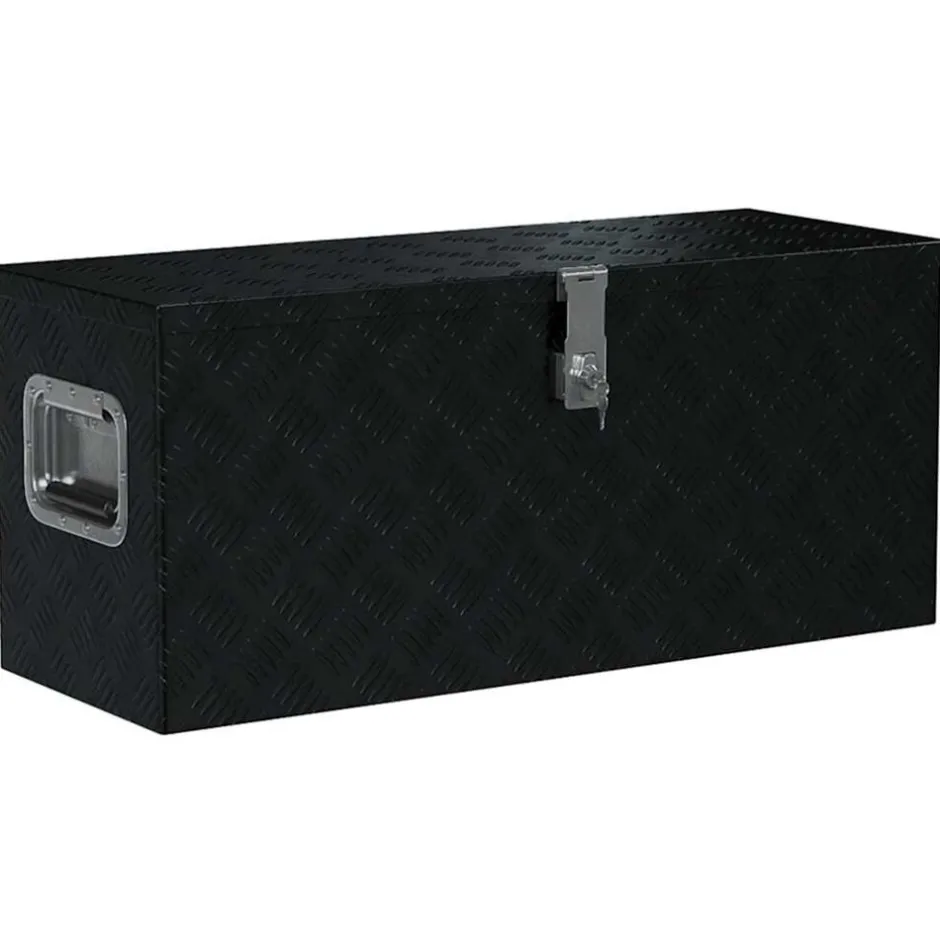 Hot vidaXL Förvaringslåda aluminium 80x30x35 cm Svart