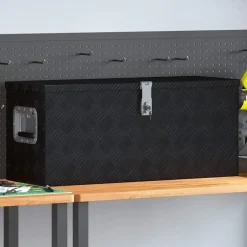 Hot vidaXL Förvaringslåda aluminium 80x30x35 cm Svart