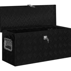 Hot vidaXL Förvaringslåda aluminium 80x30x35 cm Svart