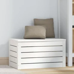 vidaXL Förvaringslåda vit 59,5x36,5x33 cm massiv furu