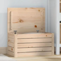 Discount vidaXL Förvaringslåda 59,5x36,5x33 cm massiv furu Naturfärg