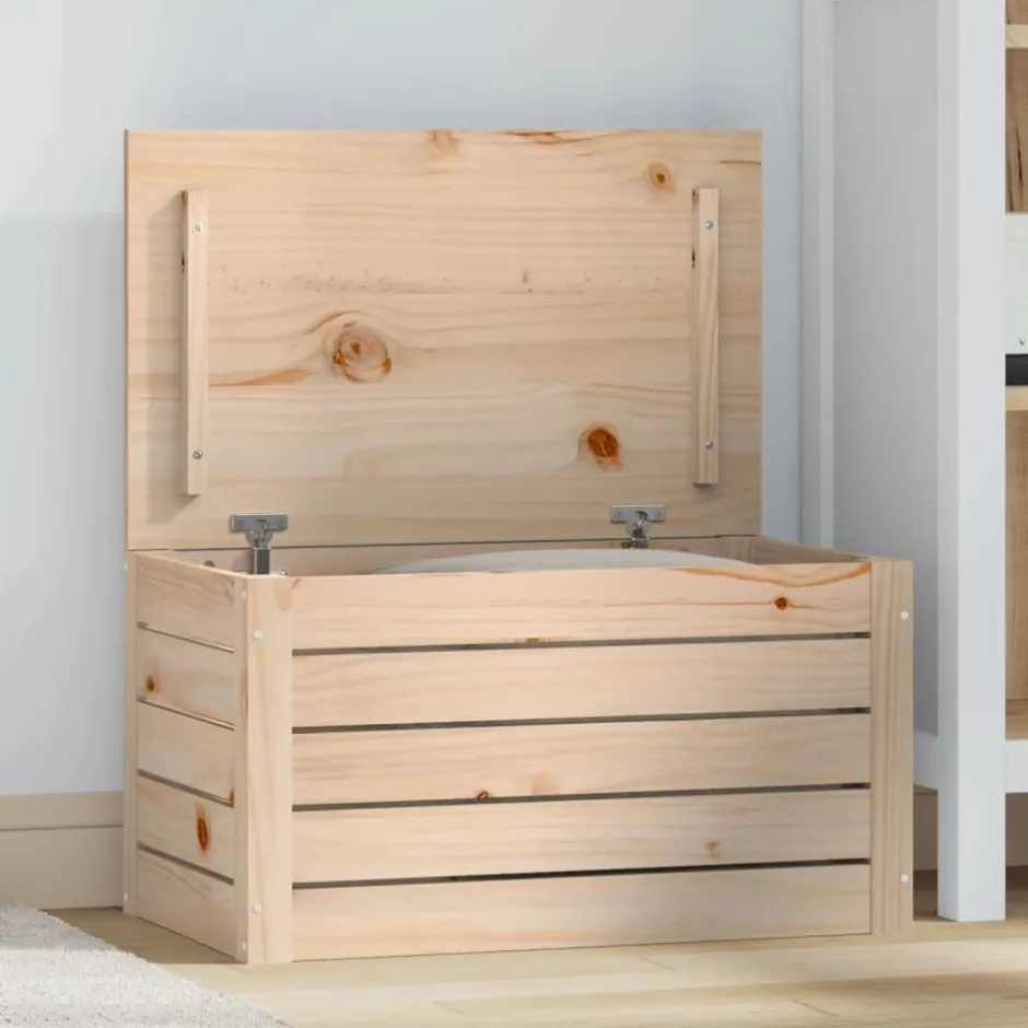 Discount vidaXL Förvaringslåda 59,5x36,5x33 cm massiv furu Naturfärg