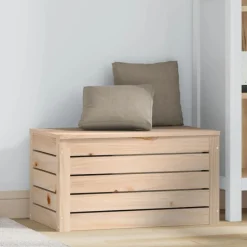 Discount vidaXL Förvaringslåda 59,5x36,5x33 cm massiv furu Naturfärg