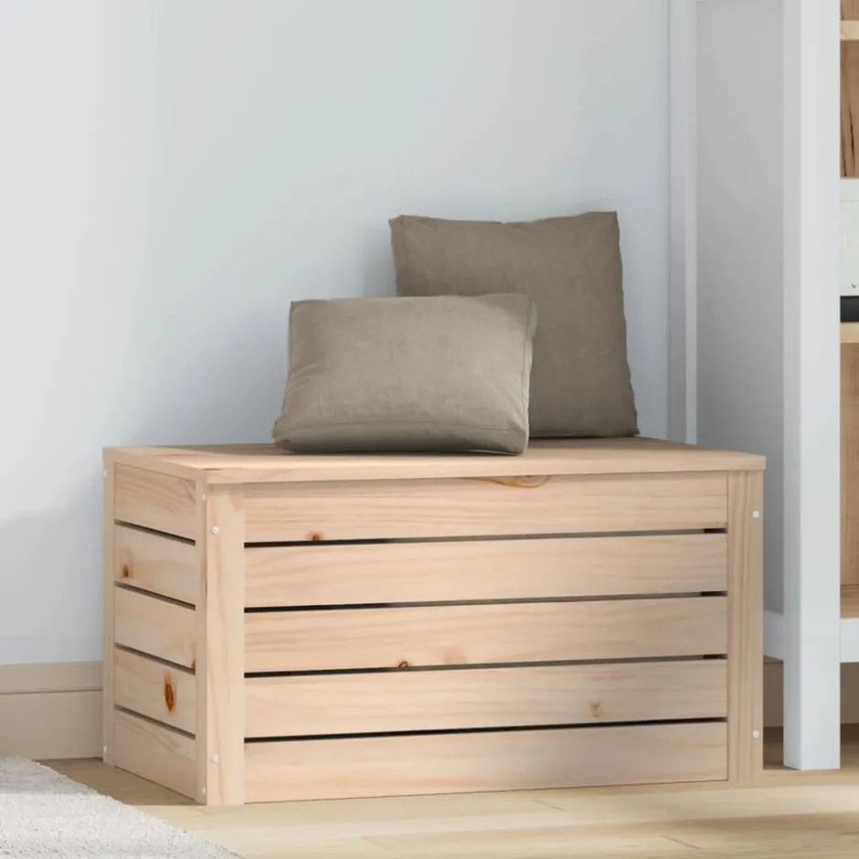Discount vidaXL Förvaringslåda 59,5x36,5x33 cm massiv furu Naturfärg