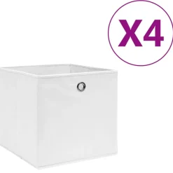 Sale vidaXL Förvaringslådor 4 st non-woven tyg 28x28x28 cm Vit