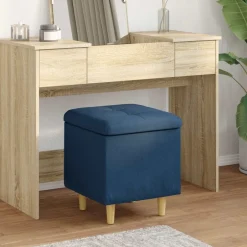 Discount vidaXL Förvaringspall med kudde 40 x 40 x 45 cm tyg Blå