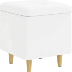 Hot vidaXL Förvaringspall med kudde 40 x 40 x 45 cm Konstläder Vit