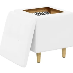 Hot vidaXL Förvaringspall med kudde 40 x 40 x 45 cm Konstläder Vit