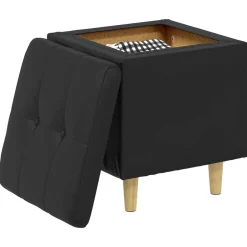New vidaXL Förvaringspall med kudde 40 x 40 x 45 cm Konstläder Svart