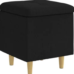vidaXL Förvaringspall med kudde Svart 40 x 40 x 45 cm tyg