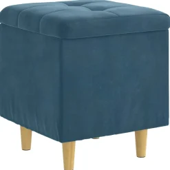 Online vidaXL Förvaringspall med kudde 40 x 40 x 45 cm Sammet Blå