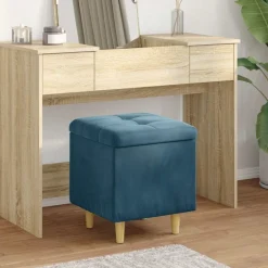 Online vidaXL Förvaringspall med kudde 40 x 40 x 45 cm Sammet Blå
