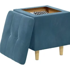 Online vidaXL Förvaringspall med kudde 40 x 40 x 45 cm Sammet Blå
