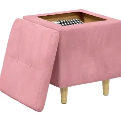 New vidaXL Förvaringspall med kudde 40 x 40 x 45 cm Sammet Rosa