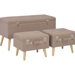 Clearance vidaXL Förvaringspallar 3 st tyg Brun