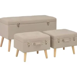 vidaXL Förvaringspallar 3 st beige tyg