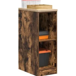 vidaXL Förvaringsskåp för garage rökt ek 30x51x85 cm massivt trä furu