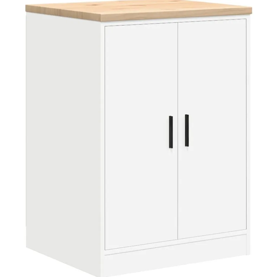 Best vidaXL Förvaringsskåp för garage 60x51x85 cm massivt trä furu Vit