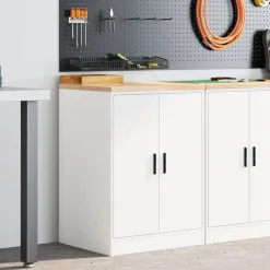 Best vidaXL Förvaringsskåp för garage 60x51x85 cm massivt trä furu Vit