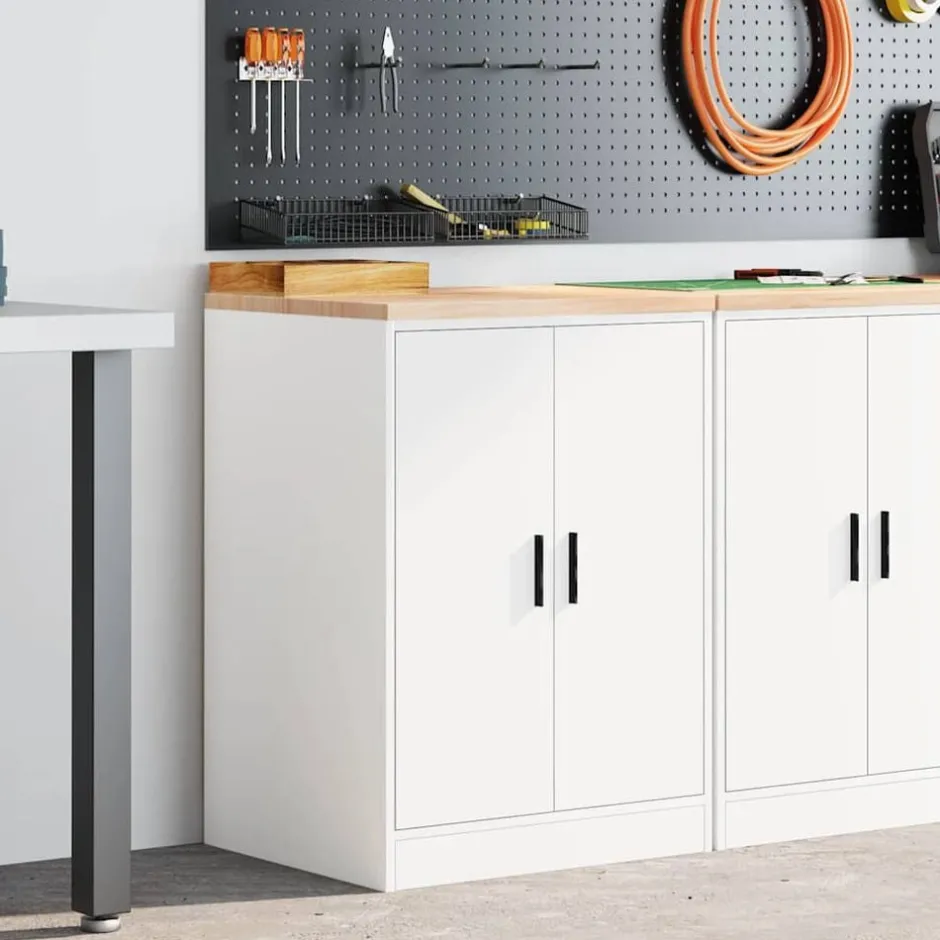 Best vidaXL Förvaringsskåp för garage 60x51x85 cm massivt trä furu Vit